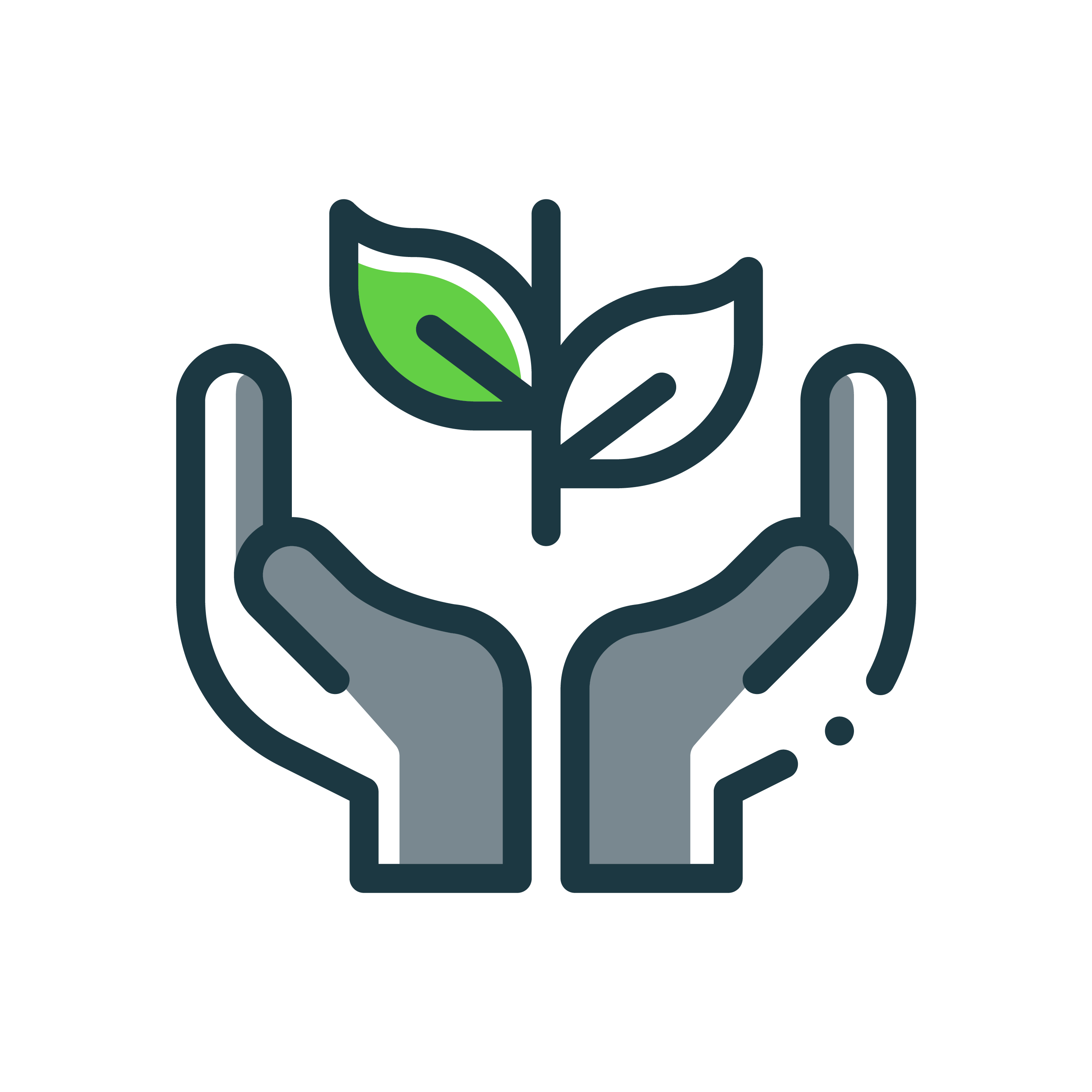 an icon showing a two hands symbollically holding a plant with leaves
