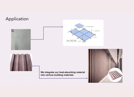 Final product: Climasel panel. A bio-based phase change material (PCM) panel designed for walls and ceilings, customizable in shape and design.